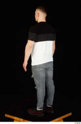 Whole Body Man White Shoes Shirt T shirt Jeans Average Standing Studio photo references